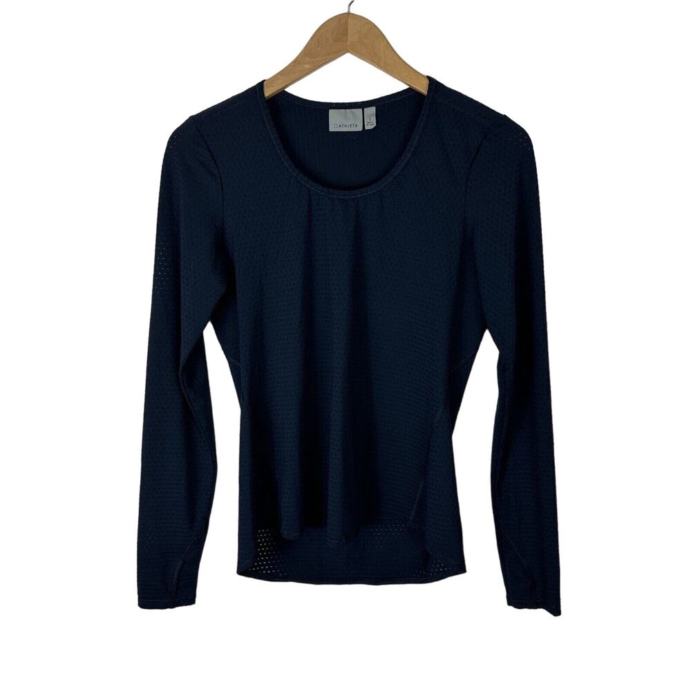 Athleta Mesh Scoop Neck Pullover Shirt Womens‎ Size S Blue Pullover Athletic Gym